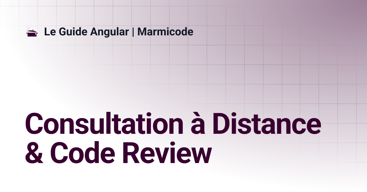 Consultation à Distance & Code Review | Le Guide Angular | Marmicode